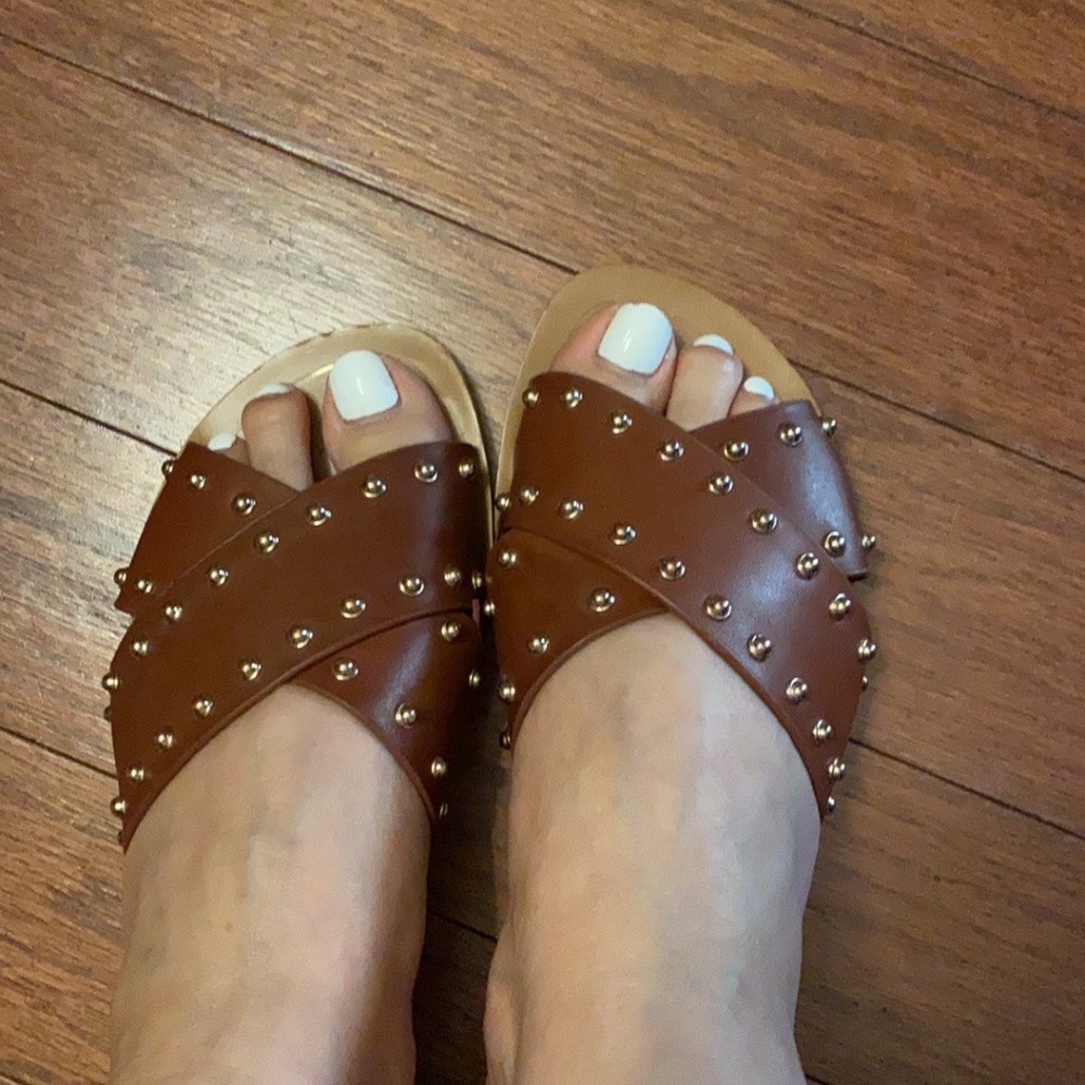 Louise Et Cie Cross Strap Gold Stud Sandals
